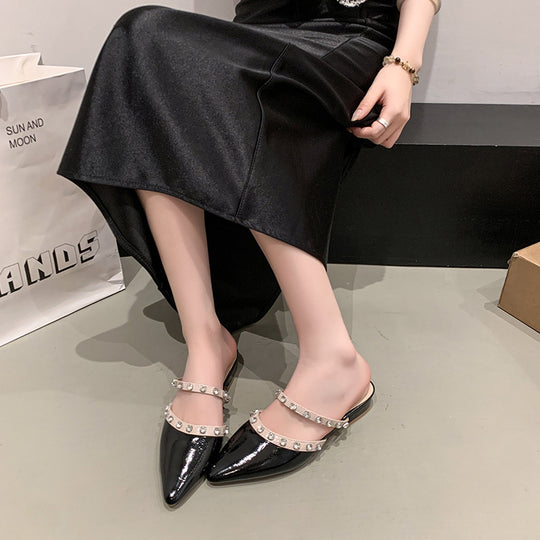 Damen Elegante Mules mit glitzernden Schmuckdetails EB