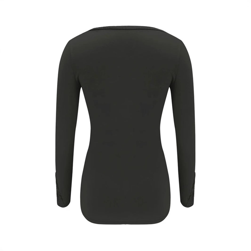 Damen Elegantes Oberteil mit transparentem Spitzenverlauf und funkelnden Applikationen EB