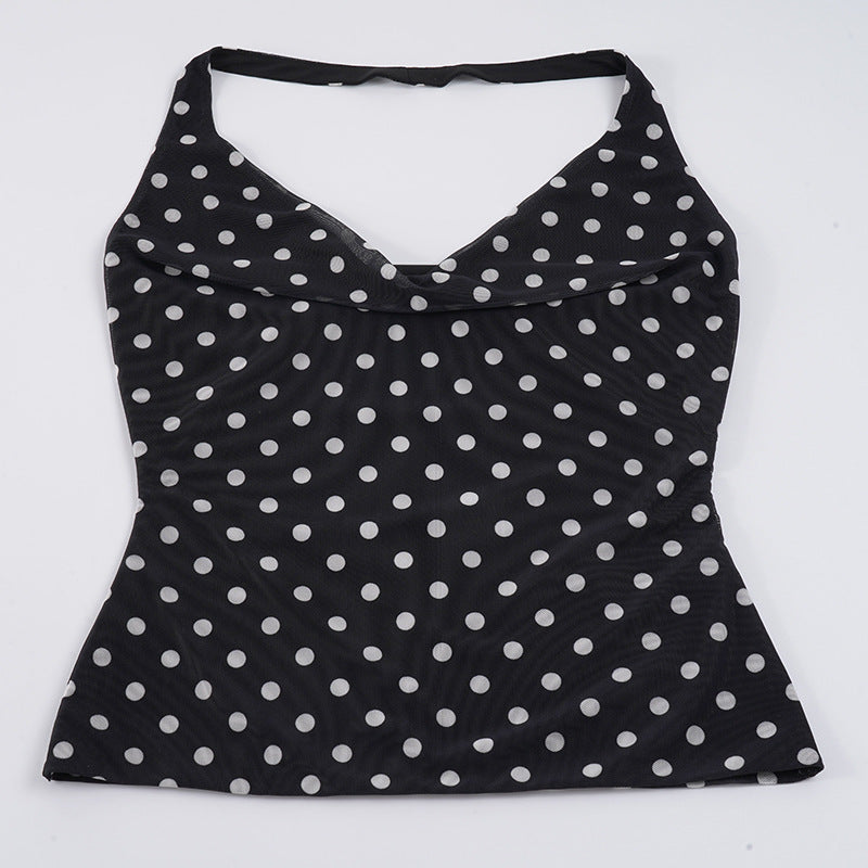 Damen Spaghetti-Trägertop mit verspieltem Punktdesign und elegantem Schnitt EB