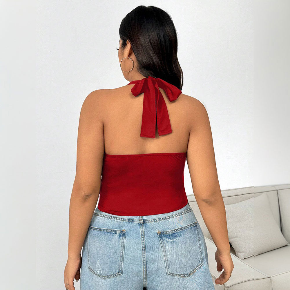 Damen Crop-Top mit tiefem V-Ausschnitt und tailliertem Schnitt EB