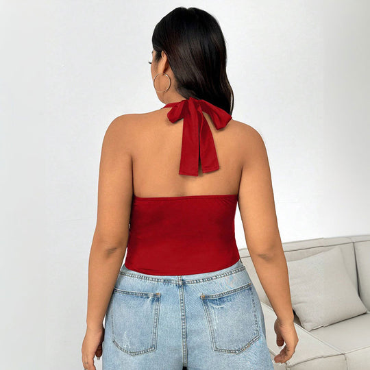 Damen Crop-Top mit tiefem V-Ausschnitt und tailliertem Schnitt EB