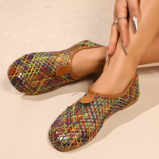 Damen Clogs mit buntem Netzdesign und rutschfester Sohle EB