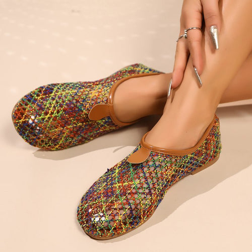 Damen Clogs mit buntem Netzdesign und rutschfester Sohle EB