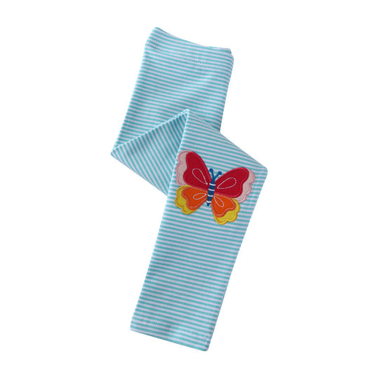 Mädchen Leggings mit buntem Schmetterlings- und Blumenapplikationen EB