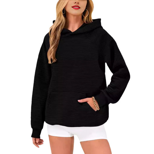 Damen modischer Kapuzenpullover mit strukturiertem Oberflächenmuster EB