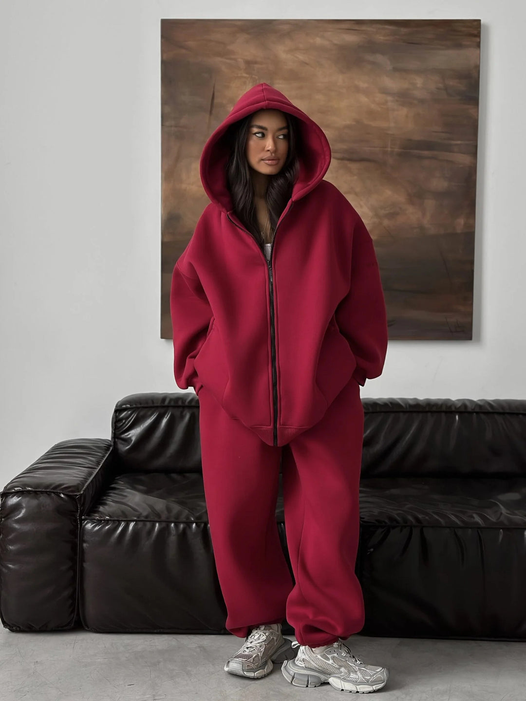Damen Oversize-Kapuzenjacke mit verdecktem Reißverschluss und komfortabler Scuba-Optik Eichborn Berlin