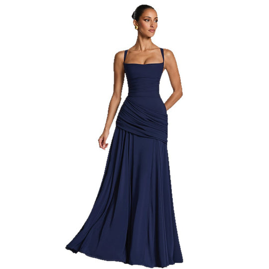 Damen Elegantes Abendkleid mit Off-Shoulder-Design und Fließendem Cape EB
