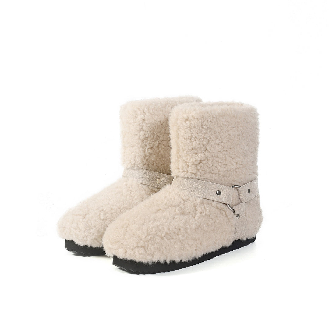 Damen Gemütliche Kuschelboots mit weichem Innenfutter und modischem Riemen EB