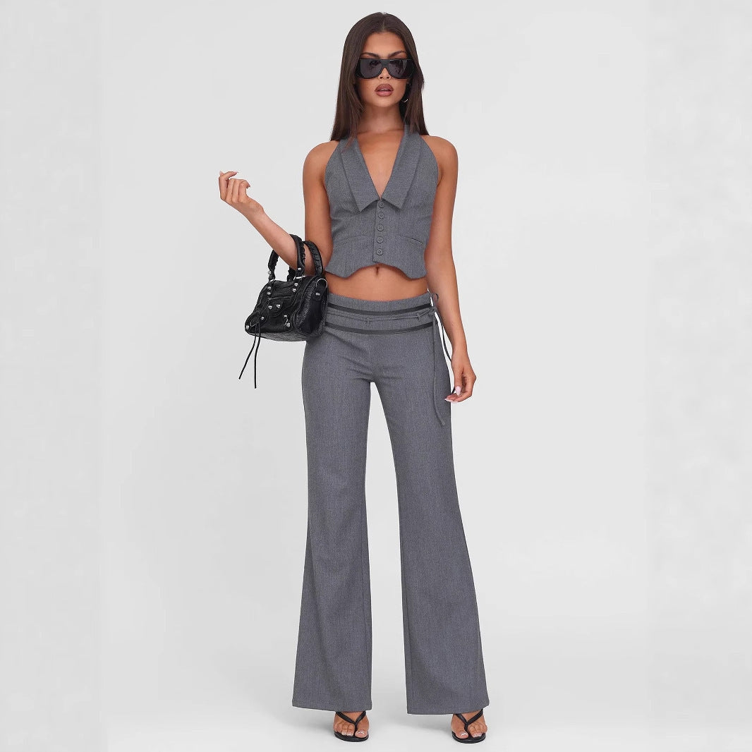 Damen elegantes Wickeloberteil mit stylischem Kragen und verspielten Details EB