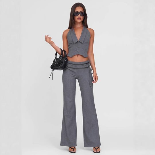 Damen elegantes Wickeloberteil mit stylischem Kragen und verspielten Details EB