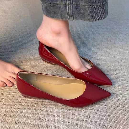 Damen spitze Ballerinas mit elegantem Glanz und verziertem Rand EB