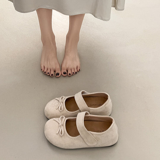 Damen Ballerinas mit praktischem Klettverschluss und verspieltem Schleifendetail EB