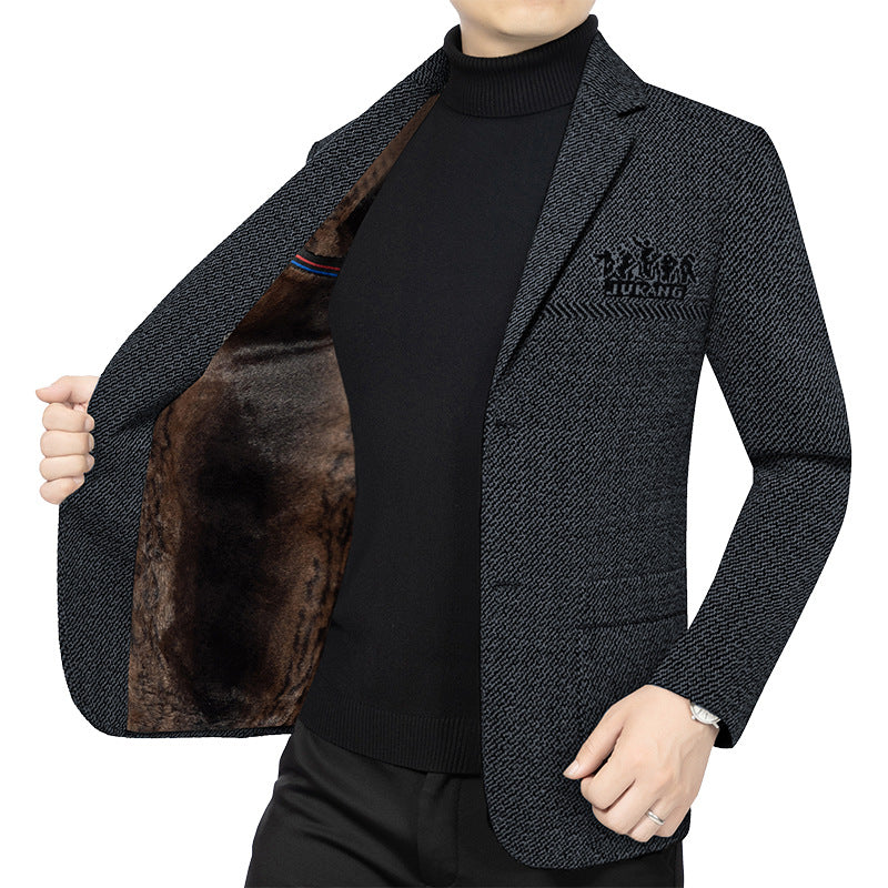 Herren Modernes Tweed-Sakko Slim Fit mit dezentem Emblem EB