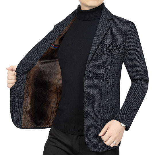 Herren Modernes Tweed-Sakko Slim Fit mit dezentem Emblem EB