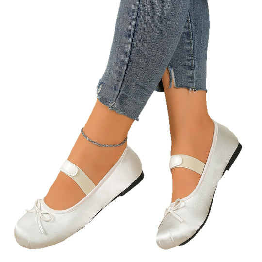 Damen Ballerinas mit elastischem Riemen und dekorativem Schleifen-Detail EB