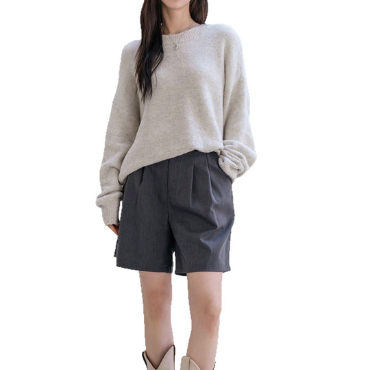 Damen Lässiger Strickpullover mit weitem Schnitt und komfortabler Passform EB
