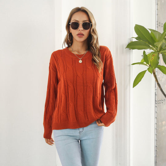 Damen Strickpullover mit strukturiertem Zopfdesign und weitem Schnitt EB