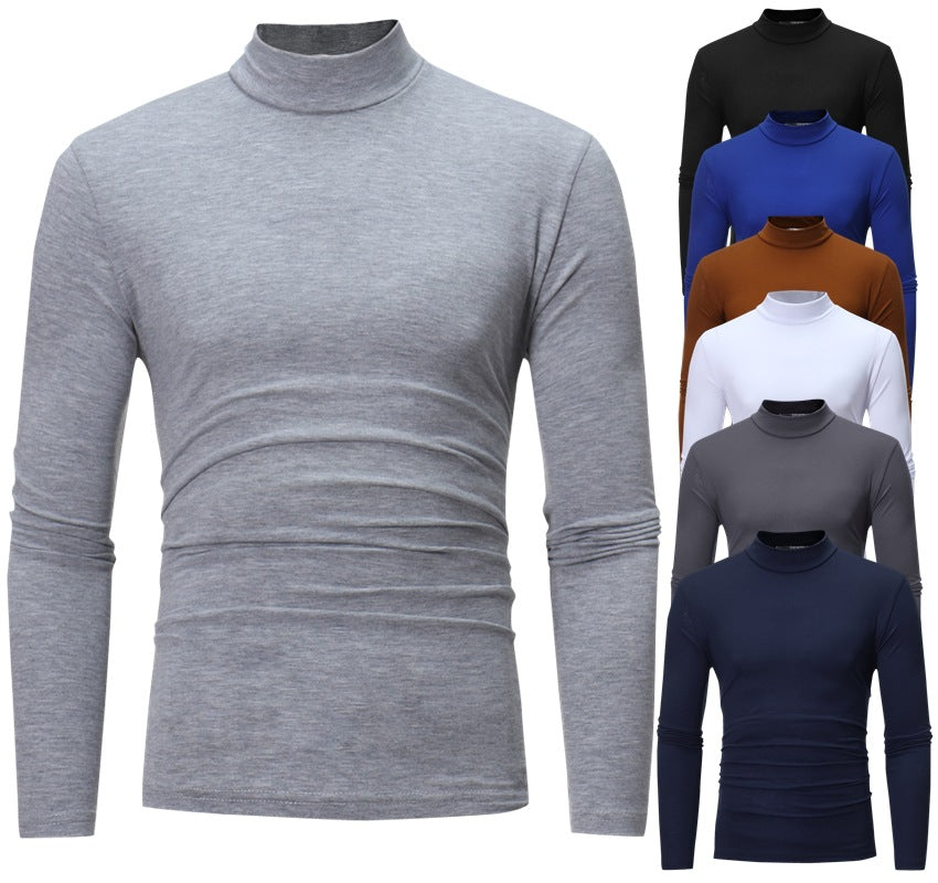 Herren nan tailliertes Langarm-Stehkragen-Shirt aus Stretchjersey EB
