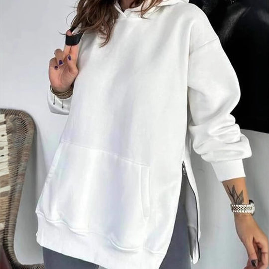 Damen Oversized Kapuzenpullover mit seitlichen Reißverschlüssen und universeller Passform EB