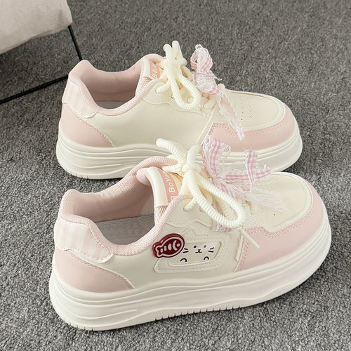 Damen Sportliche Sneakers mit verspieltem Katzenmotiv und bequemer Dämpfung EB