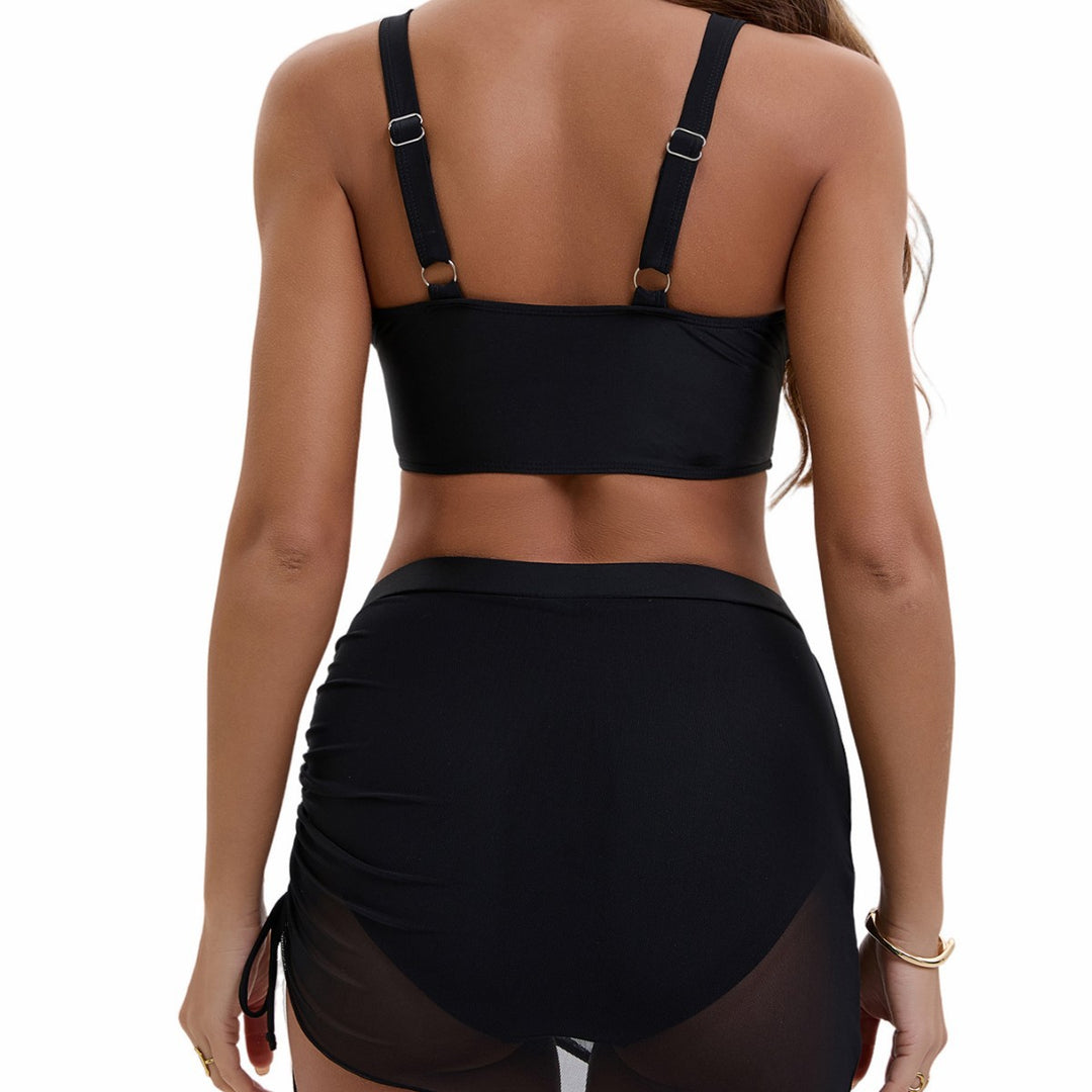 Damen Sportlicher Bikini mit verstellbaren Trägern und seitlichem Raffungselement EB
