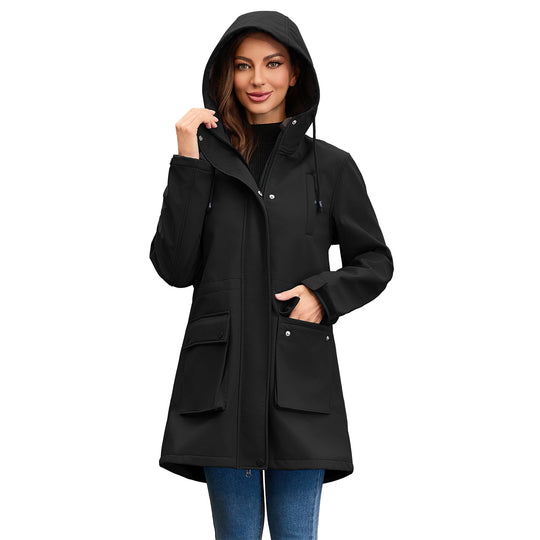 Damen funktionale Outdoor-Jacke mit verstellbarem Taillenzug und Innenfutter EB
