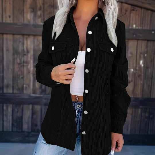 Damen Casual Hemdjacke mit strukturiertem Design und funktionalen Taschen EB