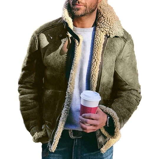 Herren gefütterte Lederjacke im Vintage-Stil EB