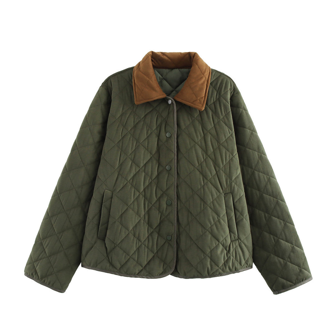 Damen gesteppte Übergangsjacke mit klassischem Stehkragen und praktischen Taschen EB