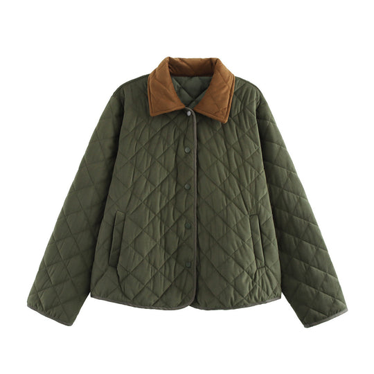 Damen gesteppte Übergangsjacke mit klassischem Stehkragen und praktischen Taschen EB