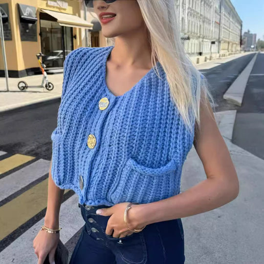Damen Strickweste mit Taschen EB