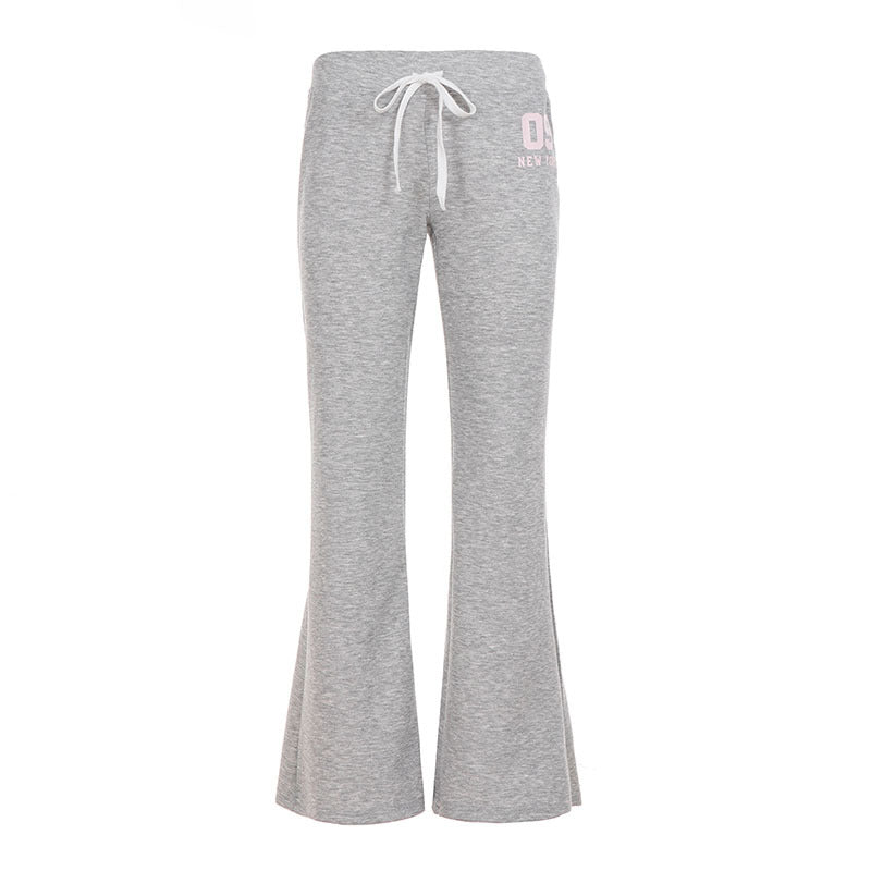Damen nan ausgestellte Highwaist Loungehose mit elastischem Komfortbund, Bindekordel und weitem Schlag EB