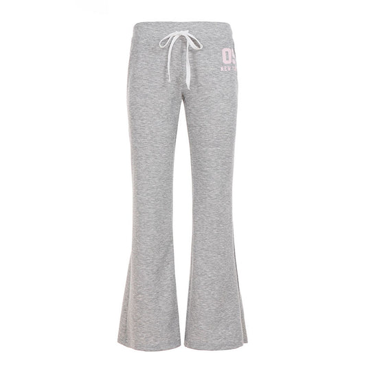 Damen nan ausgestellte Highwaist Loungehose mit elastischem Komfortbund, Bindekordel und weitem Schlag EB