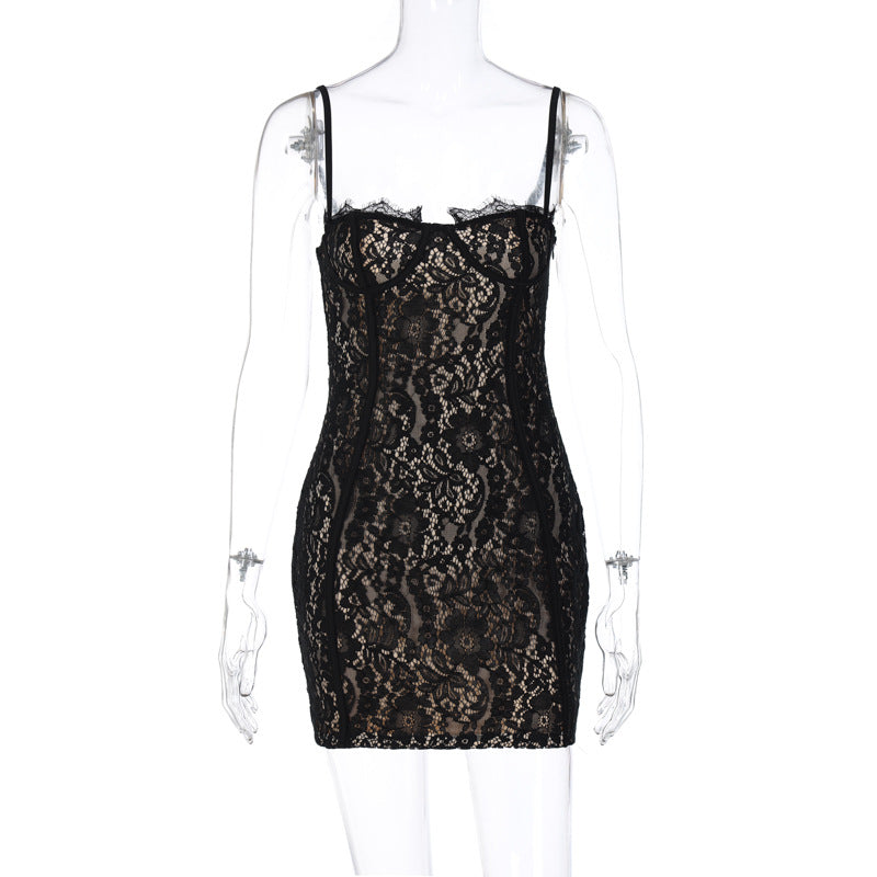 Damen Spitzenbodycon-Kleid EB