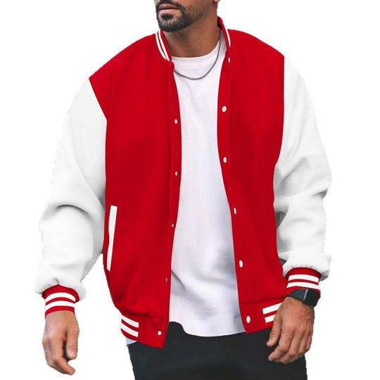 Herren nan varsity-Collegejacke im Bomberstil mit Druckknopfverschluss, kontrastarmen und gerippten Bündchen EB