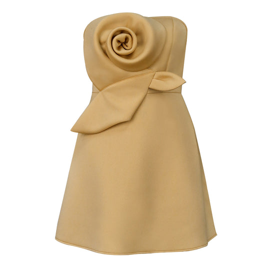 Damen elegantes Trauzeugen-Kleid mit voluminösem Rosen-Detail EB