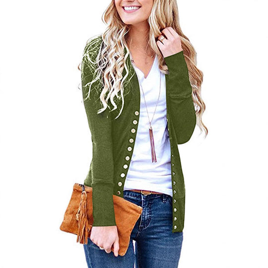Damen nan Feinstrick-Cardigan mit dekorativen Metallknöpfen und schmaler Silhouette EB