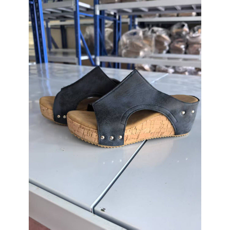Damen Bequeme Naturkork-Sandalen mit weichem Obermaterial EB