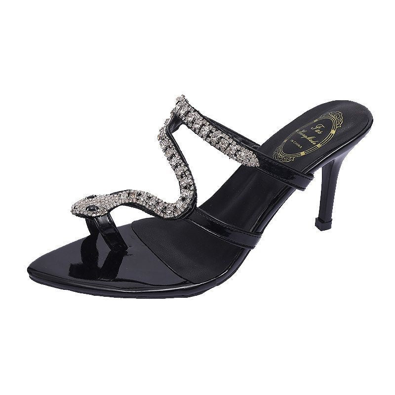 Damen elegante Mules mit funkelnden Strassdetails EB