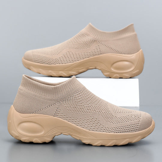 Damen Sportliche Slip-On Laufschuhe mit elastischem Gewebe und dämpfender Sohle EB