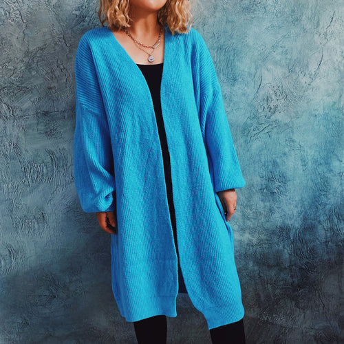 Damen Oversized Strickjacke mit tiefem V-Ausschnitt und lässigem Schnitt EB