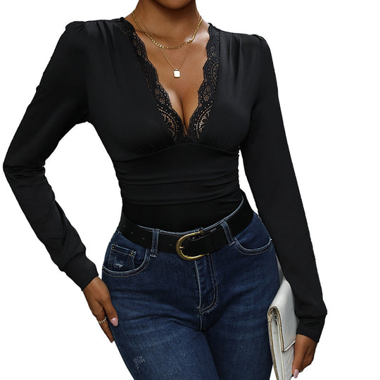 Damen Body mit elegantem Spitzenbesatz und figurumspielendem Schnitt EB