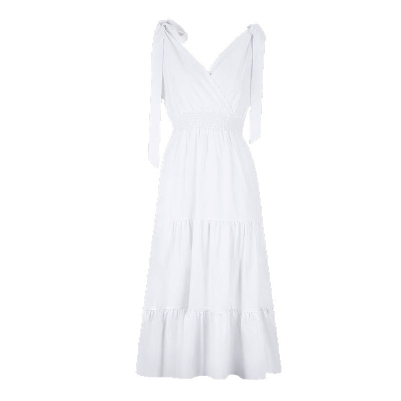 Damen Maxikleid mit schickem V-Ausschnitt und Rüschendetail EB