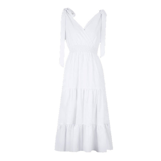 Damen Maxikleid mit schickem V-Ausschnitt und Rüschendetail EB