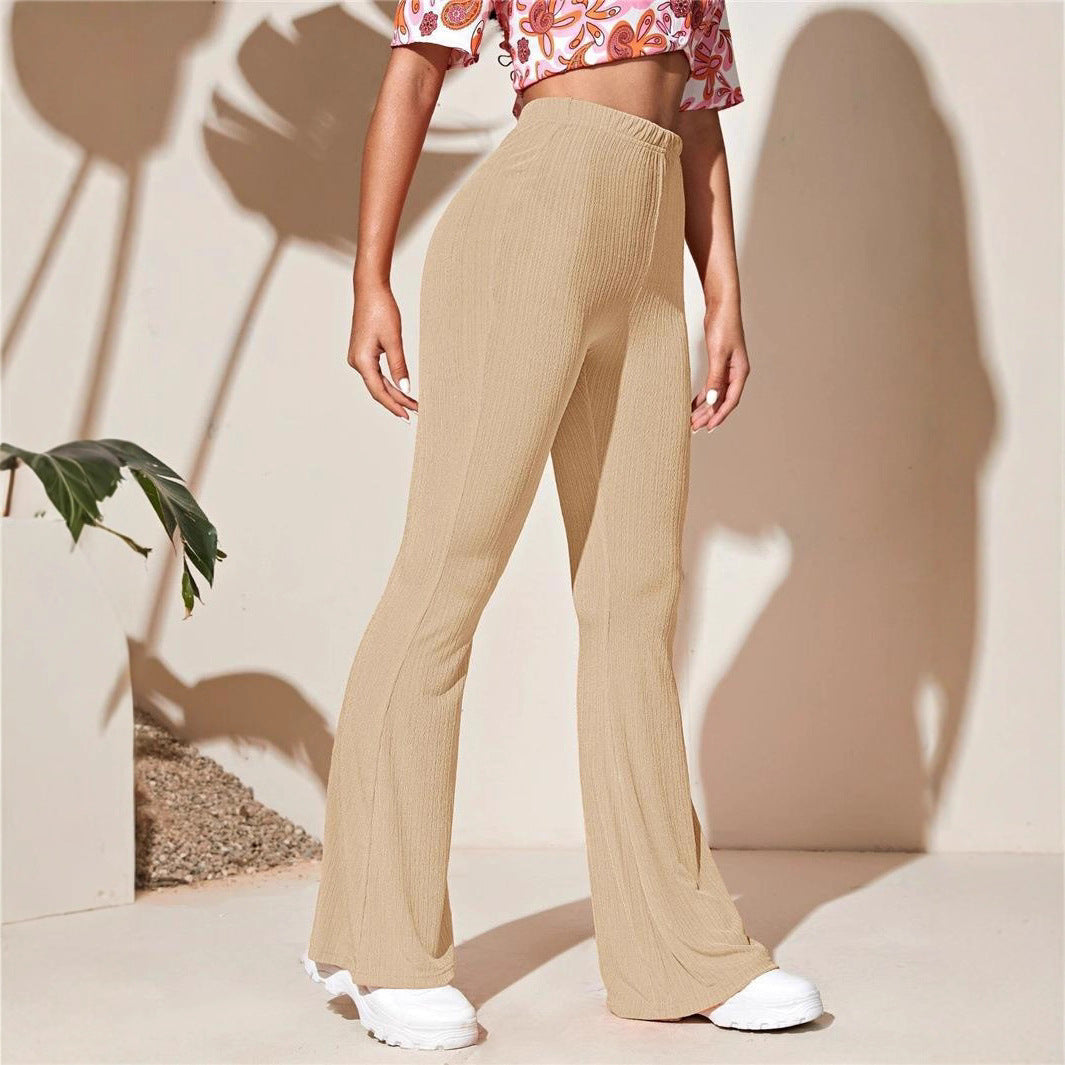 Damen Hochtaillierte Flared-Leggings aus Rippstrick EB