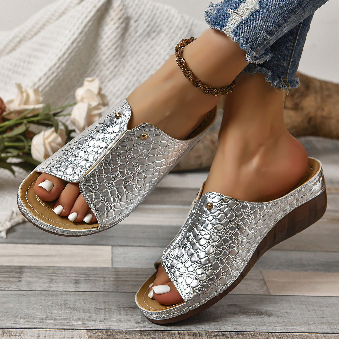 Damen Elegante Clogs mit Krokodilprägung EB