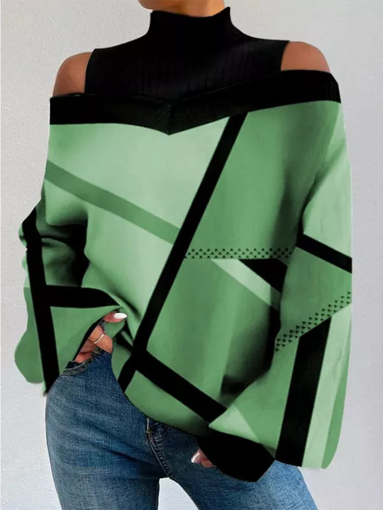 Damen Oversized Pullover mit angesagtem Grafik-Design EB