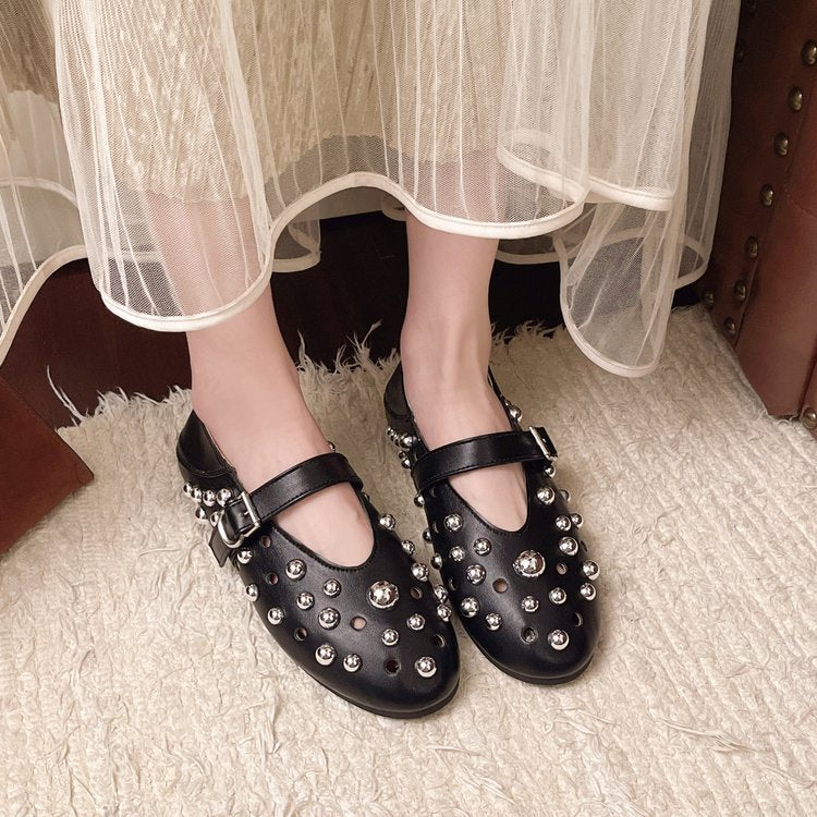Damen elegante Ballerinas mit Schmuckdetails EB