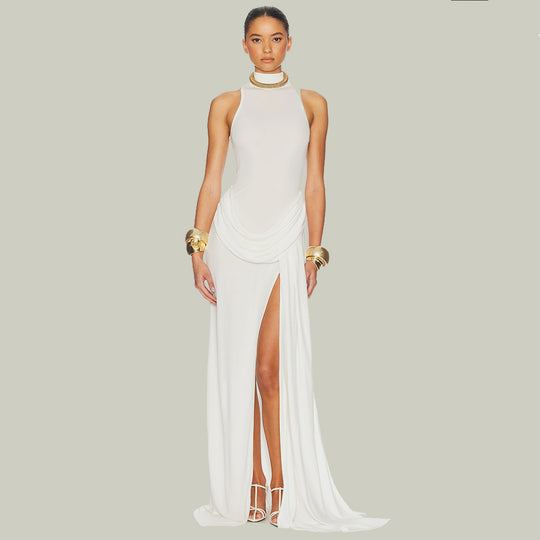 Damen Maxikleid mit figurbetontem Schnitt und elegantem Drapierungselement EB