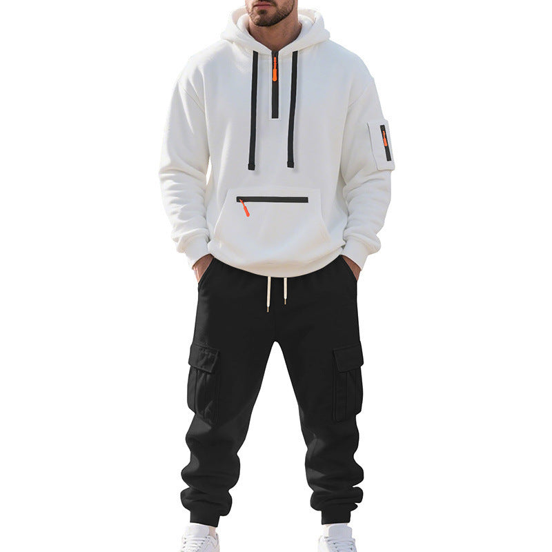 Herren Zweiteiliger Performance-Jogginganzug mit Kapuzen-Hoodie, wasserabweisenden Reißverschlüssen und Cargo-Jogger EB